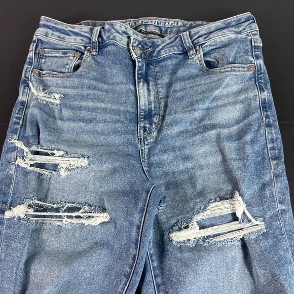 American Eagle Jeans Women's 32x27* Super High Rise Flare Blue Denim Tag 14 S - Picture 2 of 16